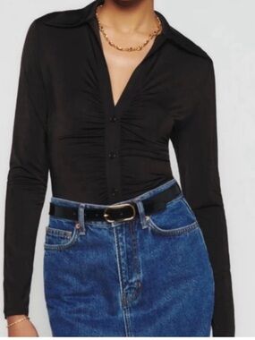 Reformation Long Sleeve Black Top Size M